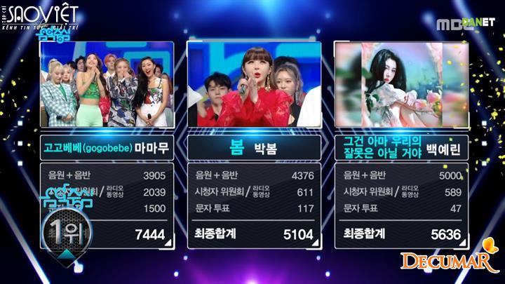 MAMAMOO chiến thắng lần thứ 6 với ca khúc “Gogobebe” MBC’s “Music Core” tuần này