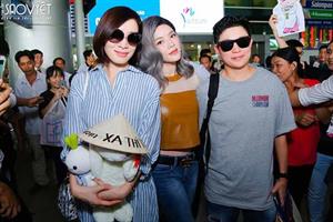 Lý Nhã Kỳ - Xa Thi Mạn chật vật giữa vòng vây fan Việt ở sân bay